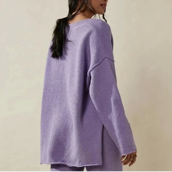 Free People Hailee Sweater Set in Lavender Purple Matching Two Piece Medium - Picture 4 of 7